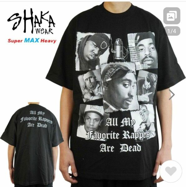 匿名配送　shakawear ブラック Tシャツ ラップTee 新品未使用　2PAC EAZY-E レジェンド