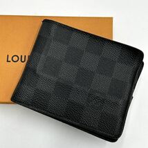 ルイヴィトン LOUIS VUITTON ダミエ グラフィット ポルトフォイユ パンス マネークリップ メンズ 本革 レザー 黒 ブラック 二つ折り 財布_画像1