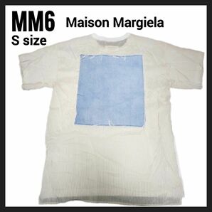 MM6 メゾンマルジェラ　バック異素材切替 Tシャツ　S　デニム　美品 ホワイト 半袖Tシャツ