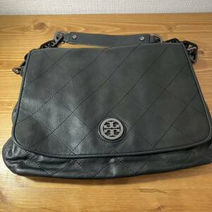 2-271 Tory Burch トリーバーチ レザー ショルダーバッグ メッセンジャーバッグ ワンショルダー ワイルドステッチ ブラック 黒 