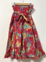 2-58 Christian Dior クリスチャンディオール DIOR スカート 女性用 レディース 花柄 フラワー 赤 レッド サイズ S フリル_画像1
