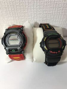 2-228 CASIO カシオ G-SHOCK Gショック Baby-G ベビージー 腕時計 時計 2点 おまとめ セット ラスタカラー 黒 ブラック