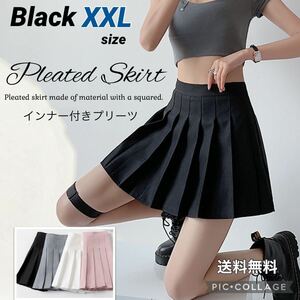 * pleated skirt Mini [ black ]XXLsize inner attaching pretty Mini ska *