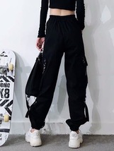 ■黒カーゴパンツ チェーン付き【 L size 】韓国ファッション ストリート_画像3
