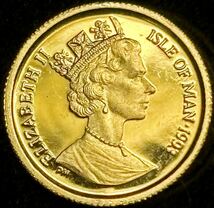 【英領マン島金貨】(1993年銘 1.2g純金 直径14mm プルーフ）_画像2