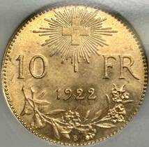 【スイス金貨】(NGC-MS66 3.2g(カタログ値)/90%金 1922年銘)_画像2