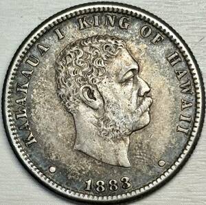 【旧ハワイ王国銀貨】(1883年銘 6.2g 直径24mm)