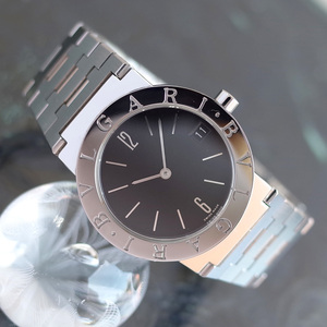 丁寧メンテ BVRGALI ブルガリブルガリ BB30SSD デイト 黒文字盤 ブレスレット メンズ クォーツ 腕時計 OH済1年保証