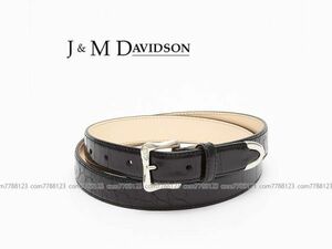 未使用4.8万《J＆M DAVIDSON》黒 36/90クロコ 型押 ベルトJ＆MDAVIDSONジェイアンド ジェイ&エム デヴィッドソン ユニセックス レディース