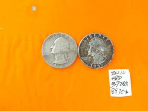 1円オーク：USAワシントン1948D,/57年銀貨2枚NO-897-C-4