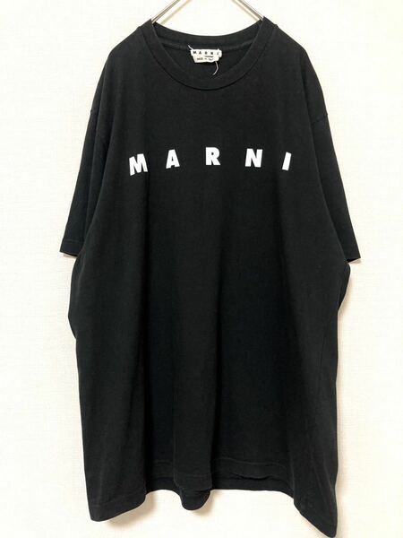 マルニ　marni ロゴ　プリント メンズ　半袖　tシャツ ブラック　トップス　インナー　シンプル　定番　コットン　クルーネック ブラック 