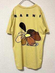 マルニ　marni バック　ロゴ　フラワー　プリント　tシャツ トップス　半袖　メンズ　46 クルーネック　イエロー系　グラフィック　