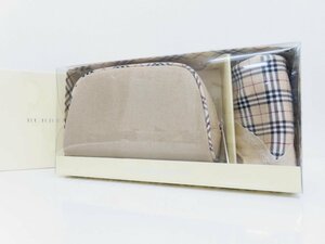 ◆未使用 保管品◆BURBERRY バーバリー◆ノバチェック◆ポーチ ハンカチ セット◆ベージュ シルバー金具◆ギフト◆A3905