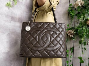 ●超美品●CHANEL シャネル●ココマーク●復刻トート●キャビアスキン レザー●トート バッグ●ダークブラウン●シール有カード有●Js43951