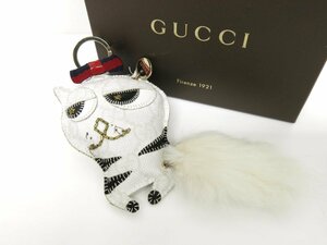 ◆超美品◆GUCCI グッチ◆グッチョリ ガットリクレオ◆GGスプリーム ファー◆キーホルダー チャーム◆白◆イタリア製◆ヴィンテージ◆A3975