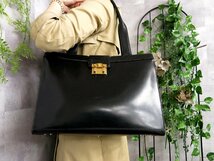 ●超美品●GUCCI オールド グッチ●メンズ●クレスト●クロコダイル 型押し ピッグスキン レザー●トート バッグ●黒●G金具●A4●Js44247_画像2