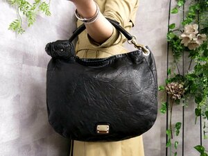 超美品●ジミーチュウ●スカイバッグ●ロゴプレート●パイソン 本 ヘビ 革 ラム レザー 本革●ハンド バッグ●黒●G金具●B5 収納●Js44313