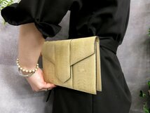 ●超美品●YSL イヴ・サンローラン●フラップ●オーストレッグ 本 ダチョウ 革●セカンド クラッチ バッグ●アイボリー●G金具●Js44285_画像3