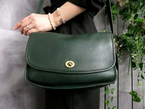 ●超美品●COACH オールド コーチ●9790●USA製●ターンロック●高級 カーフ レザー 本革●ショルダー バッグ●グリーン●G金具●Js44220