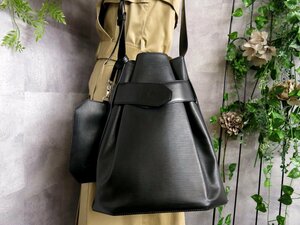 超美品●LOUIS VUITTON ルイ・ヴィトン●エピ●サックデポール●グレイン レザー 本革●ショルダー バッグ●ノワール●SV金具●B5●Js44378