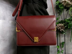 ●超美品●Cartier カルティエ●マスト●ロゴ型押し●カーフ レザー 本革●ショルダー バッグ●ボルドー●ゴールド金具●斜め掛け●Js44561