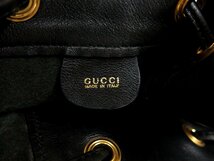 ●超美品●GUCCI グッチ●バンブー●カーフ レザー 本革●巾着 ワンショルダー バッグ●黒●ゴールド金具●A4 収納 書類 かばん●Js44729_画像9