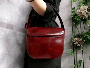 ●超美品●Cartier カルティエ●ハッピーバースデー●ロゴ型押し●カーフ レザー●ハンド バッグ●ボルドー●G金具●ヴィンテージ●Js44752