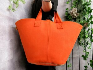 ●美品●HERMES エルメス●パニエドプラージュPM●コットンキャンバス●トート バッグ●オレンジ 茶●A4 収納●書類 かばん●Js44788