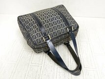 ◆美品◆FENDI フェンディ◆ズッキーノ◆キャンバス カーフ レザー 本革◆ハンド バッグ◆ネイビー シルバー金具◆腕掛け◆A4065_画像2