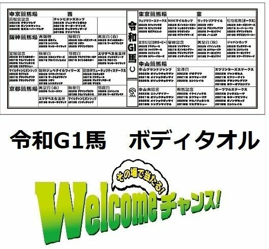 JRA Welcomeチャンス！　Ｅ賞　令和G1馬　ボディタオル　ウェルカムチャンス！