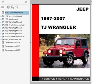 ジープ TJ ラングラー 1997-2007 ワークショップマニュアル 整備書 配線図 パーツリスト オーナーズマニュアル 修理書 Jeep Wrangler