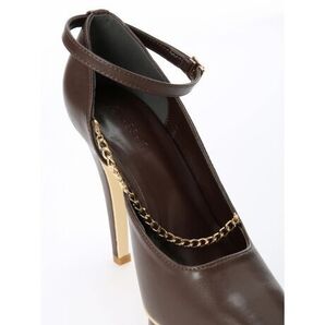 パンプス リップサービス S 22.5㎝ 茶色 チェーン ストラップ ブラウン