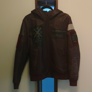 avirex leather JKT halo L　ワインレッド　ブラウン　ハロ　レザー　AVIREX