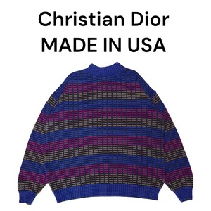 USA製　クリスチャンディオール　マルチカラーニットセーター　古着　Dior
