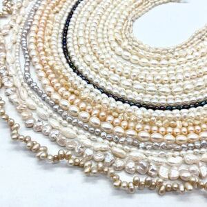 ■淡水パールアクセサリーパーツおまとめ■◎f 重量約215.0g 淡水真珠 ケシ バロック ベビー pearl Pearl necklace accessory ルース CE0