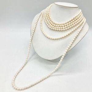 ■アコヤ本真珠ネックレス6点おまとめ■f 約209.0g 約6.5~7.0mm パール pearl necklace accessory jewelry silver EA5