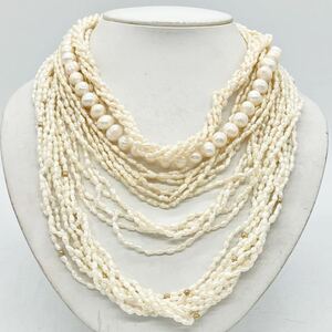 ■淡水パールネックレス5点おまとめ■f 約217.0g 真珠 ケシ バロック ベビー pearl Pearl necklace jewelry silver DA0 ③