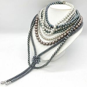 「パールネックレス10点おまとめ」f約475g 真珠 pearl Pearl 貝パール アクセサリー accessory necklace ネックレス jewelry silver CE0