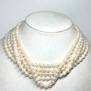 ［アコヤ本真珠ネックレス5点おまとめ］f 約146g 約6.5~7.0mm パール pearl necklace accessory jewelry DA0