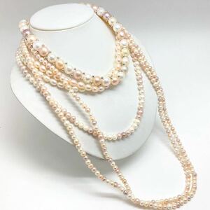 「淡水パールネックレスおまとめ」f 約290g 真珠 ケシ バロック ベビー pearl Pearl necklace jewelry silver DA0