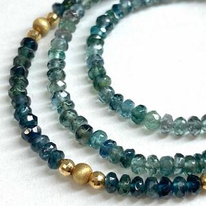 ［K18グリーントルマリンネックレス ］m 重量約6.3g 約42.0cm tourmaline multicolor necklace jパーツ parts green 飾り珠 18金 EA3