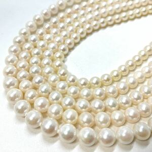 ［アコヤ本真珠ネックレス5点おまとめ］m 重量約159g 約6.0~8.0mm珠 真珠 パール pearl necklace accessory jewelry silver DA0