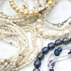■淡水パールブレスレット11点おまとめ■f約130g 真珠 Pearl pearl ブレスレット bracelet パール 淡水 accessory jewelry silver CE0