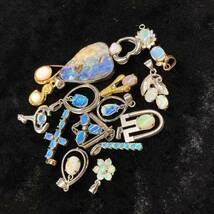 ■オパールペンダントトップ17点おまとめ■f重量約26.5g opal pendant water white fire black 遊色 合成 accessory jewelry silver CE0_画像4