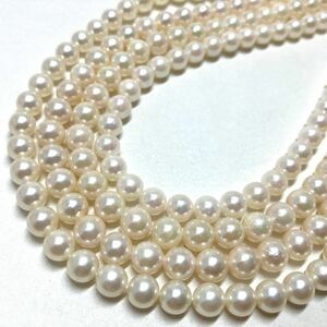 ［アコヤ本真珠ネックレス4点おまとめ］f 重量約137g 約6.0~7.0mm珠 真珠 パール pearl necklace accessory jewelry silver DA0