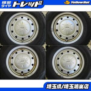 165R13 6PR 165/80R13 90/88N 貨物 良品 ダンロップ スタッドレス ホイール 4本 セット 深溝 2023年製 新品 溝近く 中古 埼玉 鴻巣