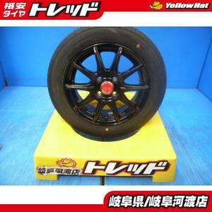 165/65R14インチ 中古 ブラック アルミ 新品 タイヤ 【 タンク ルーミー 等】DOS グッドイヤー EG01 4本set トール ジャスティ