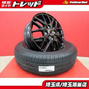 VENES FS01 13x4.0B+43 4H-100(GBK)新品4本＆TOYO SD-k7 155/70R13 中古4本セット エブリィワゴン スクラムワゴン バモス N-VAN 等に 鴻巣