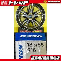 アクア ヤリス スイフト 等に 185/55R16 ウィンラン R330 2023年製 ドルフレン フィニート 6.0J 16 +42 4H100 夏タイヤ セット 棚倉_画像1