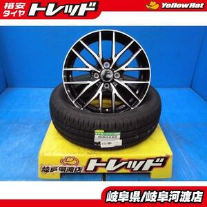 185/60R15 新品 夏タイヤホイール VENES FS01 15インチ 5.5J +42 4H100 BKP ダンロップ エナセーブ EC204 185/60-15 組込済 4本SET